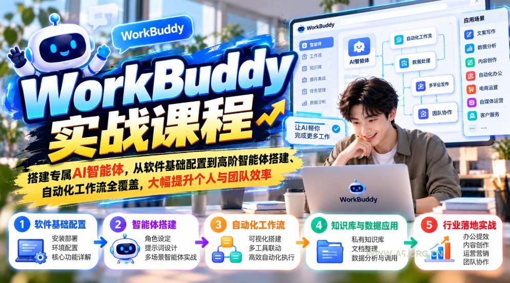 WorkBuddy实战课程，搭建专属AI智能体，从软件基础配置到高阶智能体搭建、自动化工作流全覆盖，大幅提升个人与团队效率-小红泡