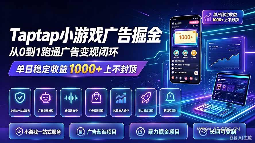 TapTap小游戏广告掘金日赚收益1000+上不封顶-小红泡