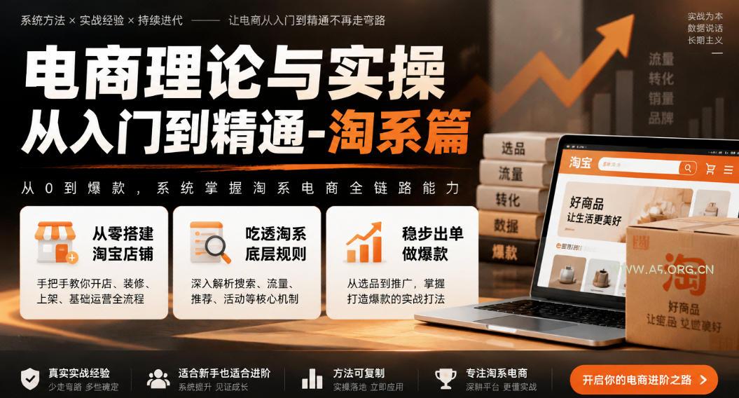电商理论与实操从入门到精通-淘系篇，从零搭建淘宝店铺，吃透淘系底层规则，稳步出单做爆款-小红泡